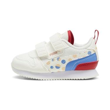 Imagem de PUMA Tênis infantil R78 Hook and Loop, branco quente e azul skies-camomila, 5 EUA unissex infantil, Céu branco-azul quente - camomila, 18
