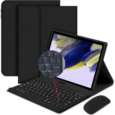 Imagem de para Samsung Galaxy Tab A9 8.7" 2023, Capa teclado ABNT2 touchpad Retro com teclas Quadrados e mouse Teclado colorido bonito Teclado sensível ao toque removível Capa -preto