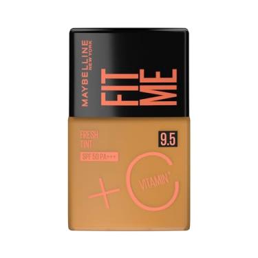 Imagem de Maybelline NY Fit Me Fresh Tint Base Líquida, Proporciona Efeito Glow Natural, Controla a Oleosidade e Uniformiza a Pele com Vitamina C e FPS 50, Cor 9.5, 30ml