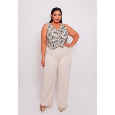 Imagem de Conjunto Plus Size em Linho com Colete de Renda e Calça