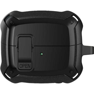 Imagem de Pacote com 2 capas de segurança para Samsung Galaxy Buds 3 Pro Buds3 capa à prova de choque Funda com gancho, preta