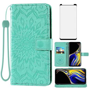 Imagem de Capa de telefone para Samsung Galaxy Note 9 capa carteira com protetor de tela de vidro temperado couro fino flip capa suporte suporte acessórios celular Galaxies Gaxaly Glaxay Note9 Not S9 feminino
