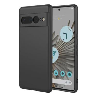 Imagem de EUAGVQY Capa para Pixel 7 Pro Google 7 Pro, capa de silicone líquido com proteção total de microfibra macia, antiarranhões, à prova de choque, capa protetora para Google Pixel 7 Pro, preta
