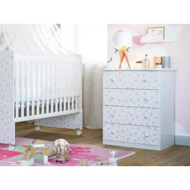 Imagem de Cômoda Baby Rosa Moderna Com 04 Gavetas Espaçosa Para Quarto Infantil Ic4