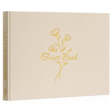 Imagem de Lanpn Livro de convidados de casamento com 108 páginas em branco - elegante livro de visitas de linho capa dura recepção de casamento para login e fotos - Livro de visitas Polaroid para chá de panela