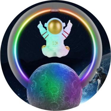Imagem de Caixa Som Luminária LED RGB Mesa Astronauta Bluetooth Portátil Usb Dec