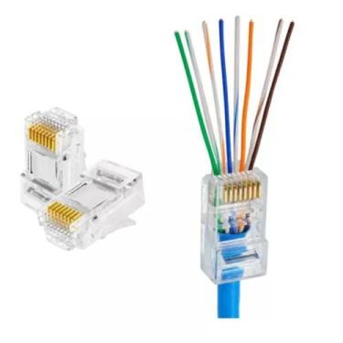Imagem de Conector Rj45 Cat6 Tipo  EZ Passagem  Pacote C/50 Un - HSD Cable