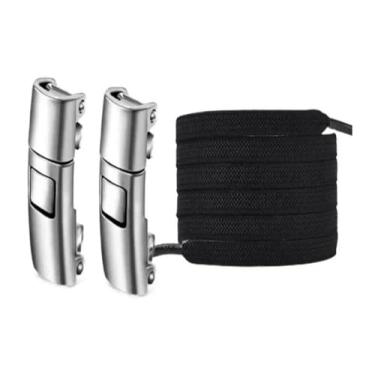 Imagem de Press Lock Shoelaces Without Ties Elastic Laces Sneaker Widened Flat No Tie Shoe Laces Kids Adult Shoelace For Shoes(Black)