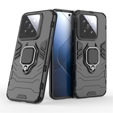 Imagem de Capa Protetora Magnética Anti-quedas para Xiaomi Mi 14, Suporte Giratório + Proteção Militar (Preto)