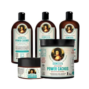 Imagem de Linha Power Cachos da COSMECEUTA para Cabelos Cacheados e Crespos, Shampoo, Condicionador, Máscara, Leave-in, Ativador Multifuncional