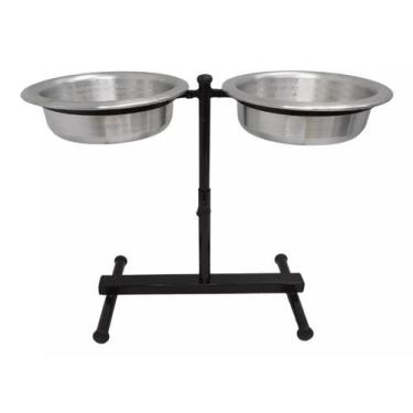 Imagem de Comedor Pote Para Ração Água Tigela Duplo Regulável Cachorro Médio - O