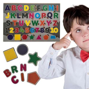 Imagem de Painel Montessori Encaixe Alfabeto Números, Letras e Figuras - TRALALA
