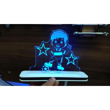 Imagem de Luminária Decorativa com LED Menino Futebol - Hobbies do Ofício, Azul