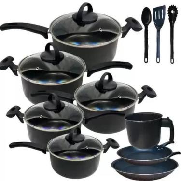 Imagem de Conjunto Teflon Antiaderente 11 Peças - MARCOLAR, Preto