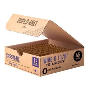 Imagem de Wire-o para Encadernação 2x1 A5 Dourado 1 1/8 para 250 fls 12un - Cass