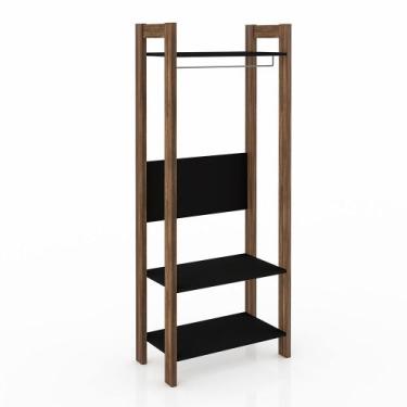 Imagem de Armario Closet Aberto AZ1029 MDP Preto/Nogal G69 - Gran Belo