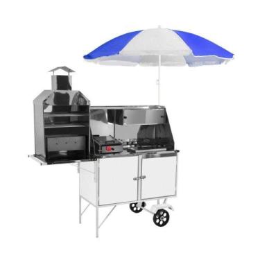 Imagem de Carrinho de Hot Dog + Lanche + Churrasco Luxo com Rodas Maciças e Guar