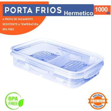 Imagem de Pote Hermético Porta Frios Com Travas Escorredor 1 Litro Para Frios Fr