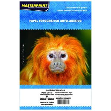 Imagem de Papel Fotográfico Adesivo 130g A4 Glossy Branco Brilhante Masterprint 