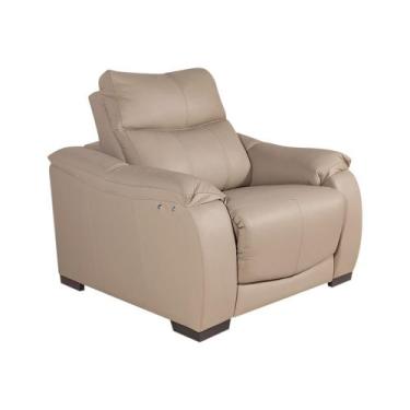 Imagem de Poltrona do Papai Requiem Reclinável Elétrica Couro Bege G34 - Gran Be