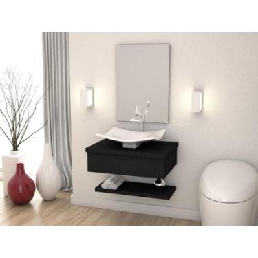 Imagem de Bancada Metrópole 606w 60cm C/cuba F44 e Espelheira - Compace, Preto Ô