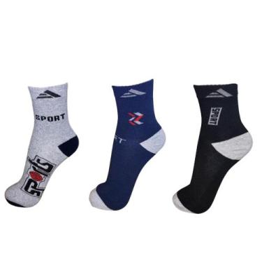 Imagem de Kit 3 Pares Meias Esportiva Academia Masculina Cano Longo - Altomax