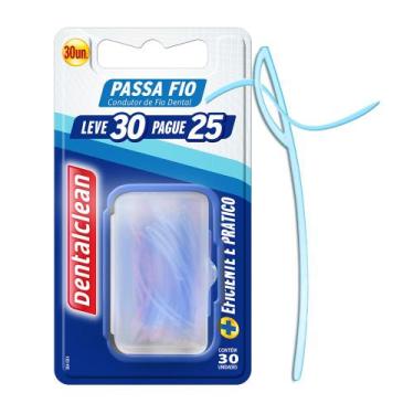 Imagem de Passa Fio Dental 30 Unidades para Próteses e Aparelhos Dentalclean