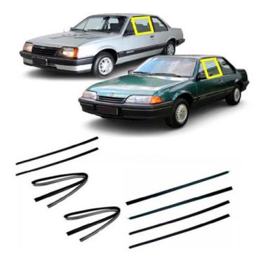 Imagem de Kit Borrachas Do Vidro Canaletas E Pestanas Monza 2 Portas - Disk Bor