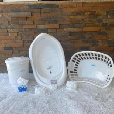 Imagem de Banheira de bebe com saboneteira porta algodão e porta cotonete porta 