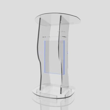 Imagem de Púlpito em Acrílico para Igreja e/ou Eventos com Gravação e Led grátis Mod. Jonas Transparente (Tradicional, Moderna ou Sem Gravação) Cores em Led. (Sem Gravação, LED AZUL)