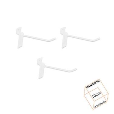 Imagem de Gancho Para Painel Canaletado 10cm Branco Kit 15 Unidades - LM Balcoes