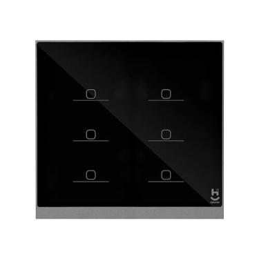 Imagem de Geonav, Interruptor Inteligente ZigBee, Touch, 6 botões, Vidro Temperado, Bivolt, Compatível com Alexa, Google Assistente e atalhos da Siri, IP20, HIZINT6CBK, Hi by Geonav, Preto