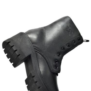 Imagem de Bota Feminina Casual Coturno Couro Cano Médio Salto Médio - Franca Gri