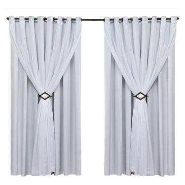 Imagem de Cortina sala blackout tecido e voil ilhós marrom 3,00x2,20 - Emporio L