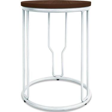 Imagem de Banco Banquinho Baixo Redondo Uganda Cozinha Área De Lazer Branco - Ge