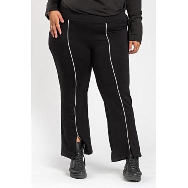 Imagem de Calça Feminina Pantacourt Plus Size Moletinho c/ Elastano Filete Contr