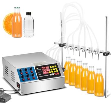 Imagem de Moonshan Máquina envasadora de líquidos com 6 cabeças de 60 a 3827 g, máquina de engarrafamento automática de garrafas, controle digital para suco, óleo essencial, óleo MCT