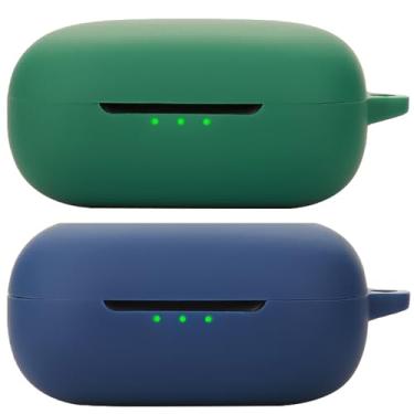 Imagem de Accdeny Capa de fone de ouvido compatível com EarFun Air Pro 4, [suporta carregamento sem fio] [capa protetora à prova de choque] capa de silicone para fone de ouvido (azul-verde)