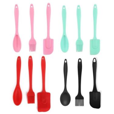 Imagem de Kit 3 Utensílios de Silicone Colher Pincel e Espátula Culinário ECOS, 