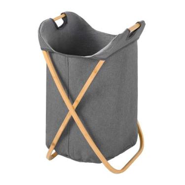 Imagem de Cesto De Roupa Organizador Para Lavanderia C/ Bambu 69cm - Mimo - Mimo