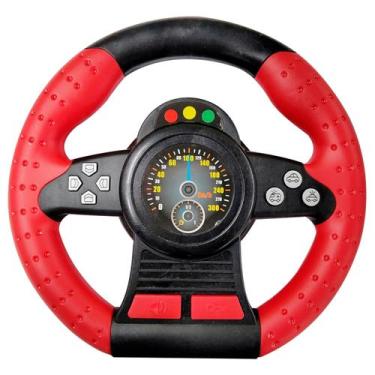 Imagem de Volante Giro 360 Brinquedo Som Música Com Ventosa Dm Toys, Vermelho