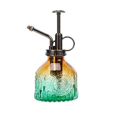 Imagem de Ebristar Frasco de spray de vidro vintage para plantas, frasco de irrigador de suculentas com bomba superior, pulverizador de plantas pequenas, regador para ambientes internos e externos, verde e