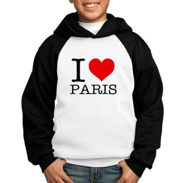 Imagem de Moletom Infantil I love Paris - Foca na Moda, Branco, Preto, 6