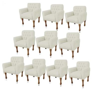 Imagem de Kit 10 Poltrona Cadeira Decorativa  Mona Luxo com Strass Sala de Estar