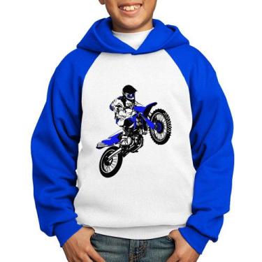 Imagem de Moletom Infantil Motocross Jump Azul - Foca na Moda, Branco, Azul, 10