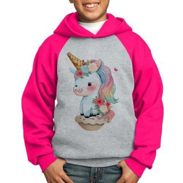 Imagem de Moletom Infantil Unicórnio Bebê - Foca na Moda, Cinza, Rosa, 10