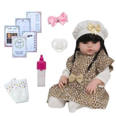 Imagem de Bebê Reborn Valentina Morena Cabelo Longo Com Acessórios - Cegonha Reb