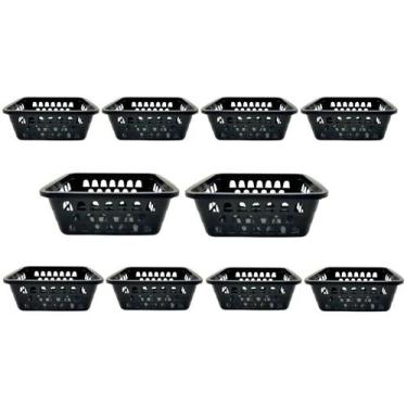 Imagem de KIT 10 CESTOS ORGANIZADORES PRETO 20x16 - Trioplast