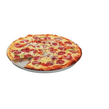 Imagem de Forma De Pizza Assadeira Redonda Bandeja Em Alumínio Polido Certificad