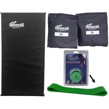 Imagem de kit par de caneleira peso 3 kg tornozeleira peso colchonete de ginasti